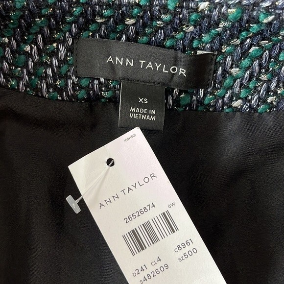 NWT Ann Taylor Tweed Mid Length Belted Blazer Jacket XS - Picture 9 of 15